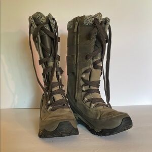 Merrell Boulder Waterproof Ice Grip Gray/Brown Lace-Up/Zipper Winter Boots